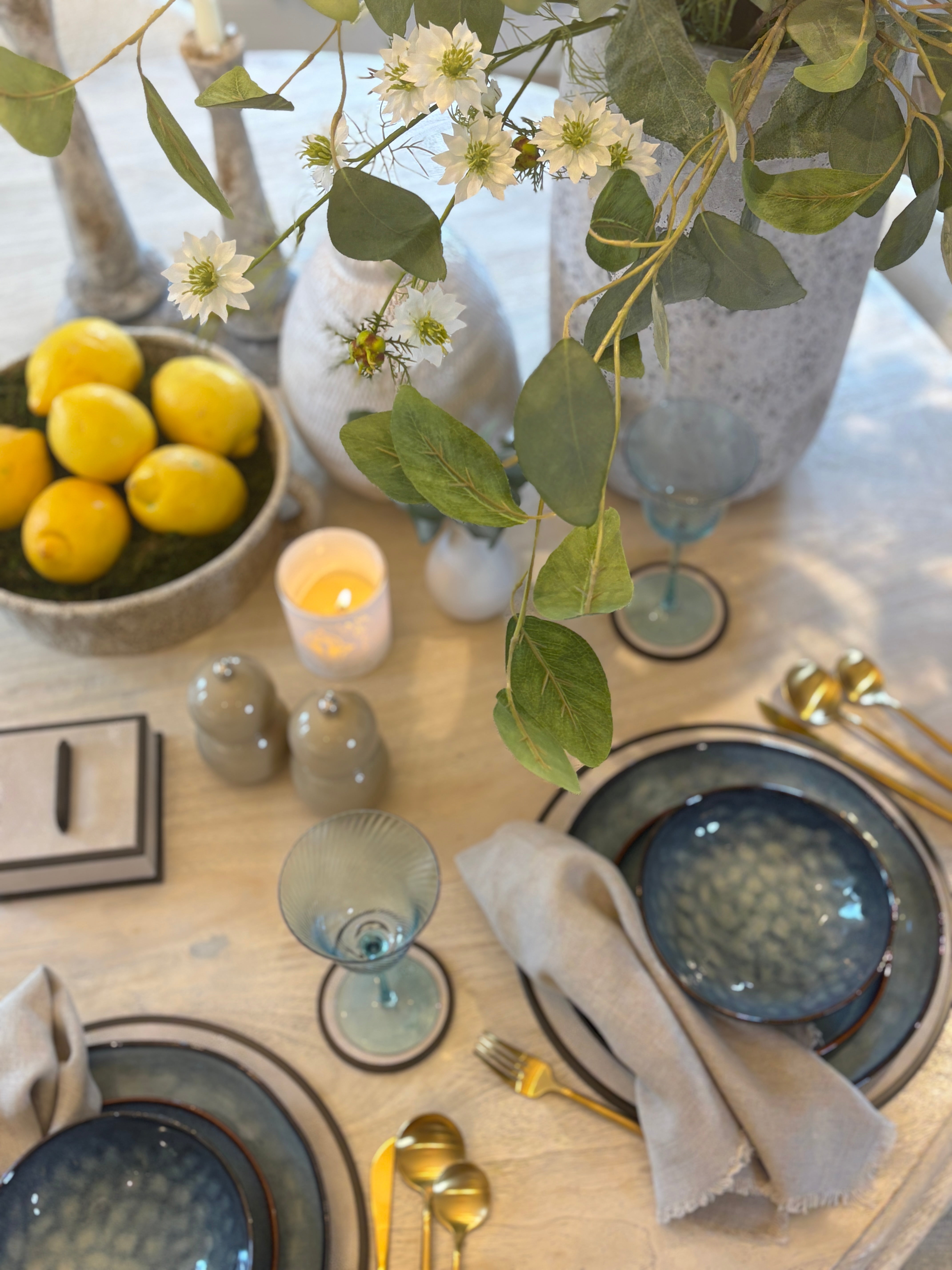 Stoneware Blue Side Plates - Set of 4